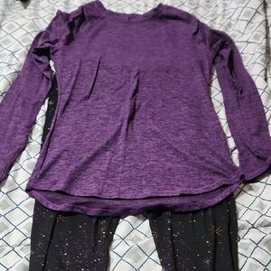 Purple Long Sleeve Top with Black Leggings
